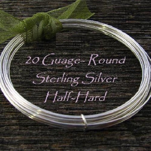 20 Gauge- Sterling Silver Wire -  Round- Half Hard -   HH20S