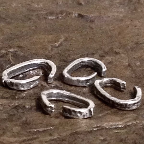 Oval Rustic Links - Sterling Silver Oval Jump Rings -  Handcrafted Organic Rustic Connectors 10mm Legacy Silver Supplies OSS AC56/a/b