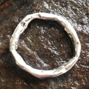Medium Rustic Sterling Silver Artisan Circle Connector - 17mm Round Link - Charm Holder Pendant - Earring Hoops AC129
