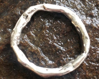 Medium Rustic Sterling Silver Artisan Circle Connector - 17mm Round Link - Charm Holder Pendant - Earring Hoops AC129