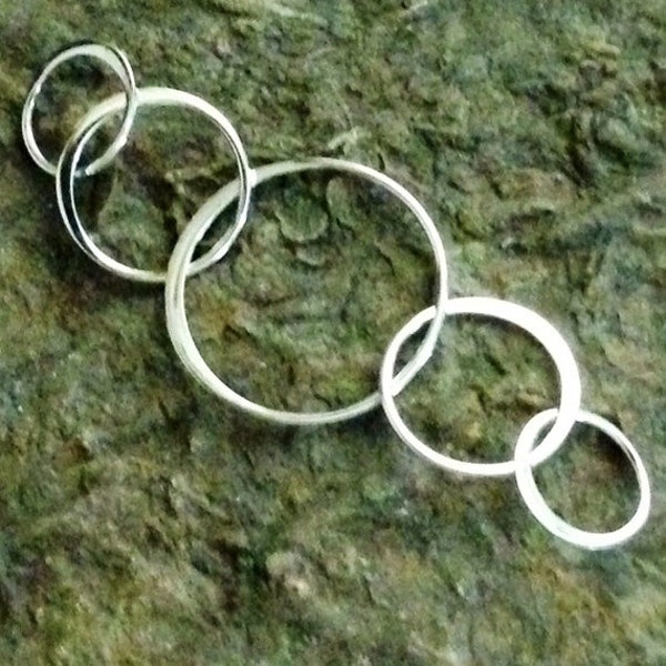 Sterling Silver Circles Links - 59mm Long Contemporary and Chic - Minimalist Pendant Circle Connector - Legacy Silver Supplies L14