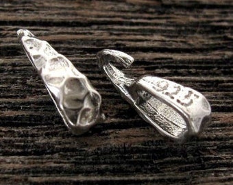 Rustic Sterling Silver Bail 12.75mm Hammered Artisan Design - Boho Enhancer Open Hook Bails - Legacy Silver Supplies B22/a