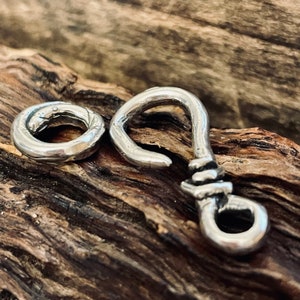 NEW Extra Large Chunky Sterling Silver Hook and Eye Clasp - Artisan Handcrafted Rustic Jewelry Closures - Mens - Womens - Legacy Silver AC34
