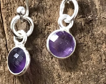 Sterling Silver Amethyst Charms - 6mm  February Birthstone - Add on Round Faceted Gemstones 2 Purple Charms - Legacy Silver Supplies GL208