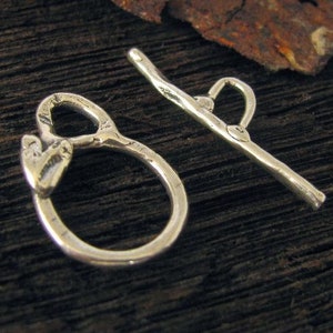 Sterling Silver Toggle - 13mm Rustic Round Boho Jewelry Clasp with Tiny Heart - Jewelry Closures Clips - Legacy Silver Supplies AC151