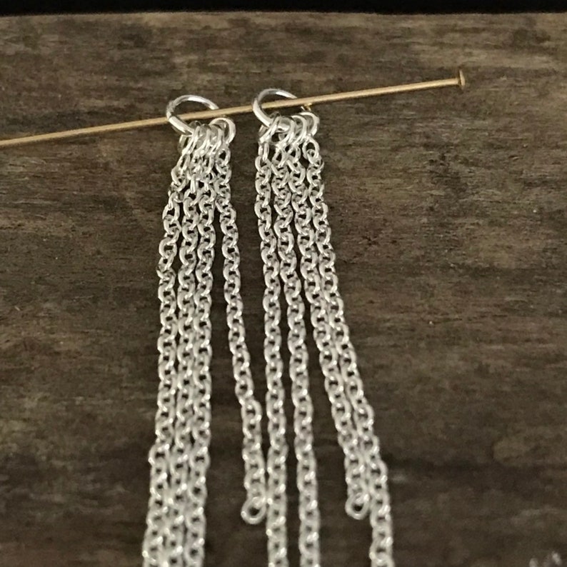 Corrente de prata esterlina com borla - 52 mm - Lustres de 2 polegadas - Anel fechado com 4 pingentes de corrente de cabo - 1 par - Legacy Silver Supplies E28 imagem 4