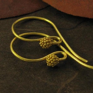 Vermeil Gold Ear Wires - 3mm Ball End Bali Carpet Granulation - Pretty Unique Earwires - Earring Componentss - Silver Supplies E215/a/b