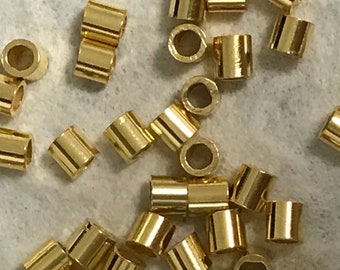 Vermeil Crimp Tube Beads - 2.5mm x 2.5mm  Crimping Beads - 25, 50, or 100 Pieces -Legacy Silver Supplies CR27/a/b/c