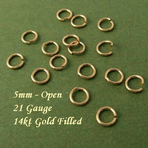 5mm Gold Filled Jump Rings - 21 Gauge - OPEN - Round Links - Circle Connectors - O Rings - Gold Jumprings - Legacy JR14, JR14a, JR14b