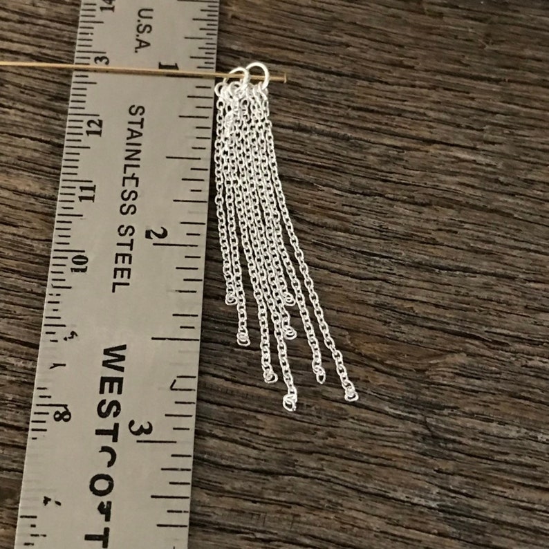 Corrente de prata esterlina com borla - 52 mm - Lustres de 2 polegadas - Anel fechado com 4 pingentes de corrente de cabo - 1 par - Legacy Silver Supplies E28 imagem 6