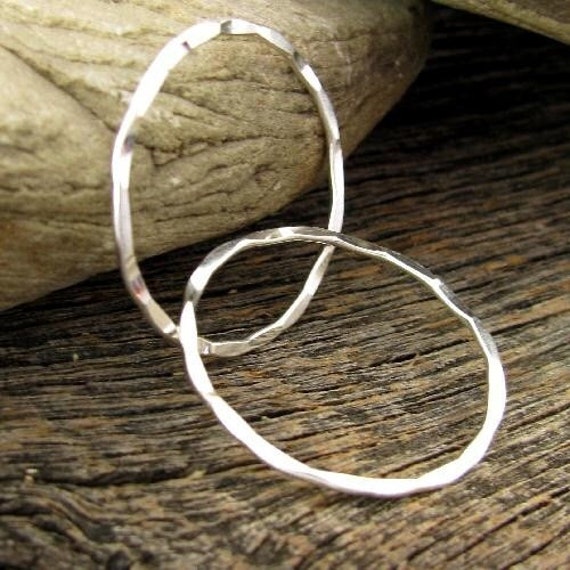 2 Large N Sexy - SS Hammered Rings - 26mm Sterling Silver Ear Wire