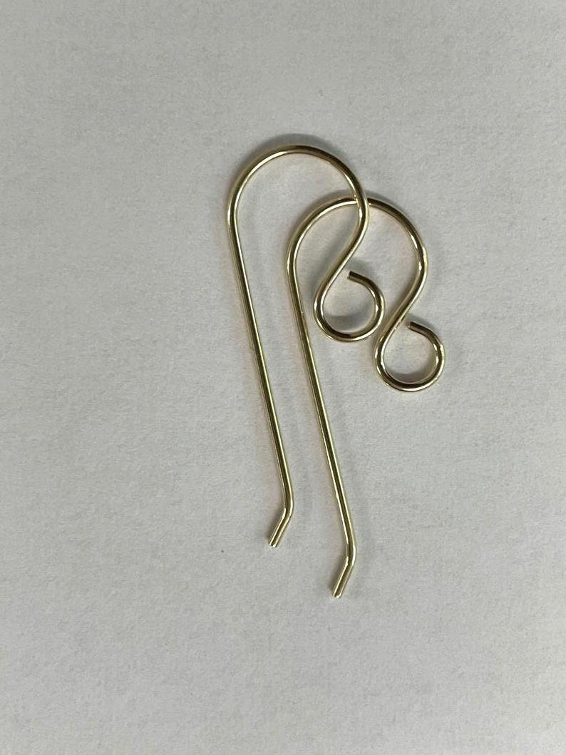 14k Yellow Gold Shepherd Hook Ear Wire 15mm (1-Pair)