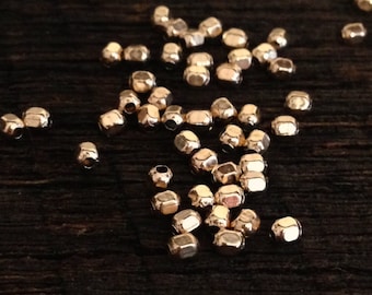Small Gold Filled Beads - Teeny Tiny 2mm Faceted Round Beads -  Seed Beads - Cubed Rounds - Legacy Silver Supplies MB111/a/b