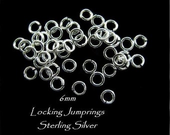 6mm Sterling Silver Locking Jump Rings  - 18 Gauge - SS - OPEN  Secure Jump Lock Legacy Silver Supplies JR2/a/b/c