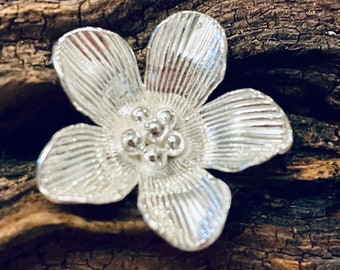 Indulgent Bright Large Fine Silver Flower Pendant Approx. 23.9mm - Karen Hill Tribe  - Legacy Silver Supplies Handmade - P33