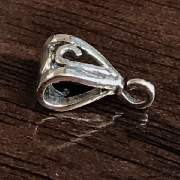 1 or 2 STERLING SILVER Bails with Standard Inverted V Necklace Bail with Open Ring on Bottom 9.4mm Legacy Silver Supply B20/a