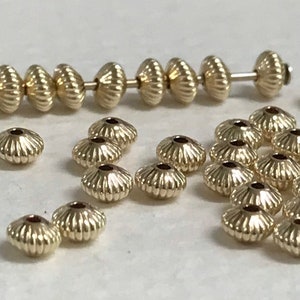 10 Gold Filled Corrugated Saucer Beads - 3.5mm Rondelle Beads - GF Roundel Spacer Beads - Legacy Silver Supplies MB72