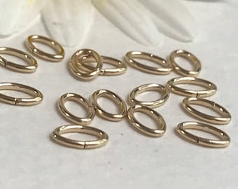 Gold Filled Oval Jump Rings - 5.3mm x 3.5mm - 22 Gauge - OPEN - Small Thin Connectors Links GF Bails Legacy Silver Supplies JR28/a