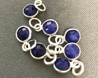 2 Sterling Silver and Sapphire Charms - 6mm  September Birthstone - Add on Gemstones  Legacy Silver Supplies GL189
