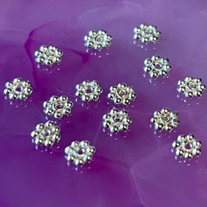 Sterling Silver Daisy Spacer Beads - 3.4mm SHINY Flat Rondelle Sterling Silver Beads - Legacy Silver Supplies MB51/a/b