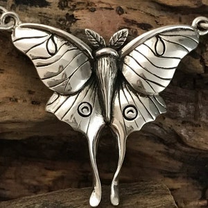 Sterling Silver Luna Moth Pendant - 27mm Wide - Over 1 Inch  Beautiful Realistic Details Festoon - Butterfly - Legacy Silver Supplies C180