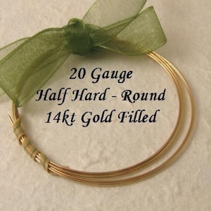 Gold Filled Wire - Half Hard Round - 20 Gauge - 14kt GF Jewelry Wire for Wrapping - Ear Wires - Links - Dangles Connectors HH20GF3/5