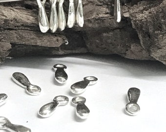 10 Sterling Silver Teardrop Charms - Holiday Glitz - Sparkly Drops Dangles or Baubles - Small 8.5mm Add on Charms  Oakhill Silver Legacy Z42