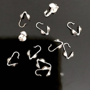 Sterling Silver Bead Tip Clam Shell - 3.4mm - 10 Beading Tips for Stringing End - Hide Knots - Oakhill Silver Supply MB165
