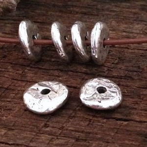 Sterling Silver Rustic Rondelle Spacer Beads 2 Pc -  9.25mm Round  Legacy Silver Supplies AC42
