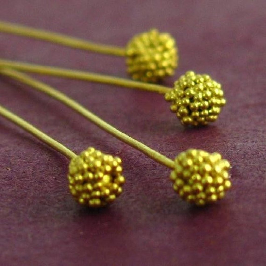 Vermeil Gold Head Pins 4 or 10 Fancy Gold Pins 3mm Ball End Etsy
