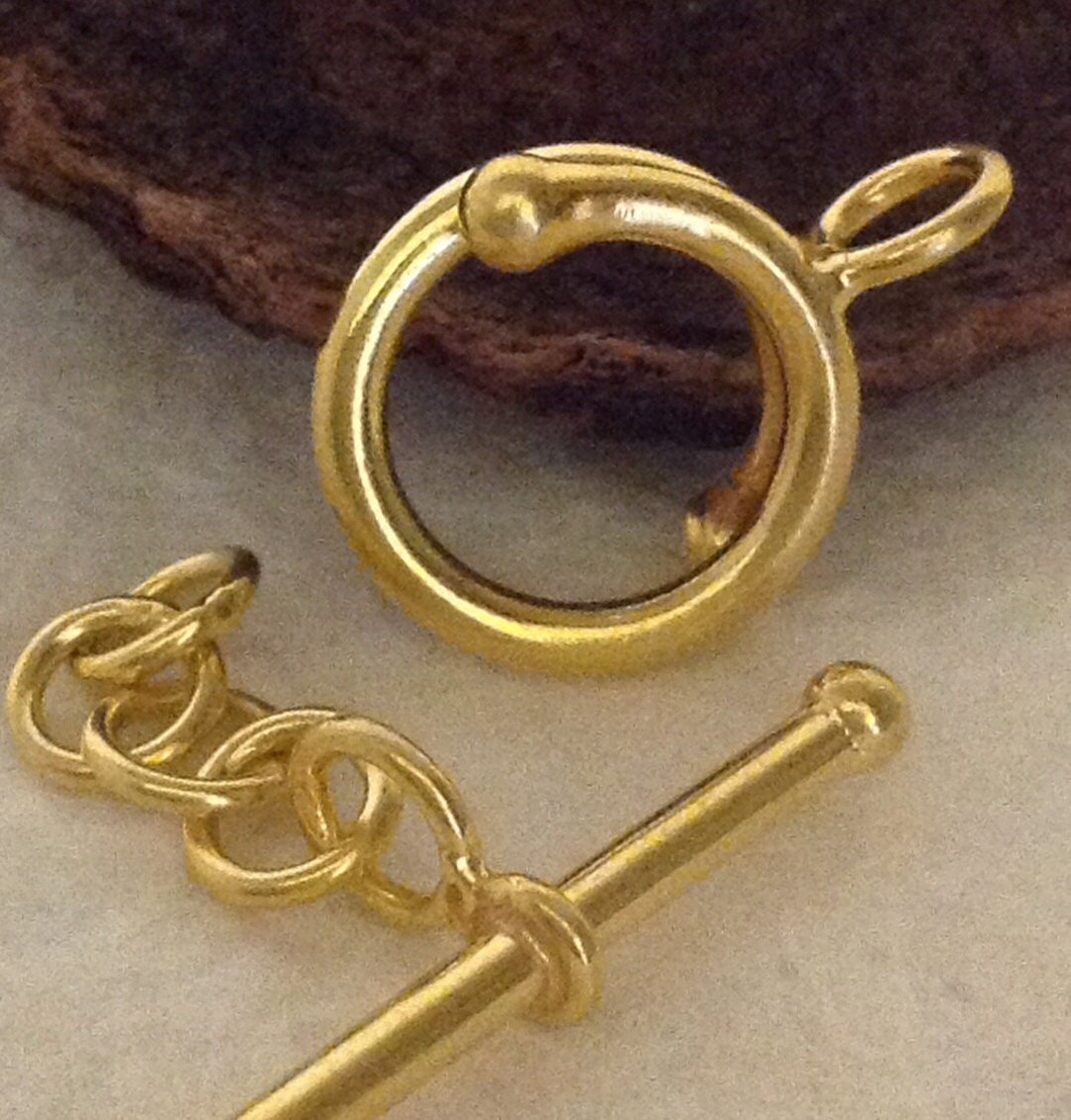 Vermeil Toggle Clasp Gold Jewelry Clasp Medium Sized 12mm Round With a