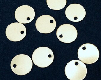 Sterling Silver Flat Round Charms - Stamping Blanks - SS Sequin Charms - 10 Small Circle Dangles - 7mm 28 Gauge Bling - Silver Supplies C64