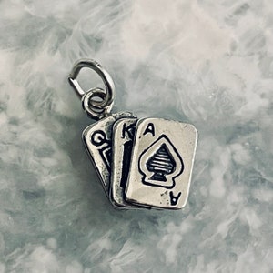 Amuleto de cartas de jogar em prata esterlina - Lucky Straight com ás ou pingente - Cassino - Sorte - Vegas - Presente - LegacySilverSupplies - C453