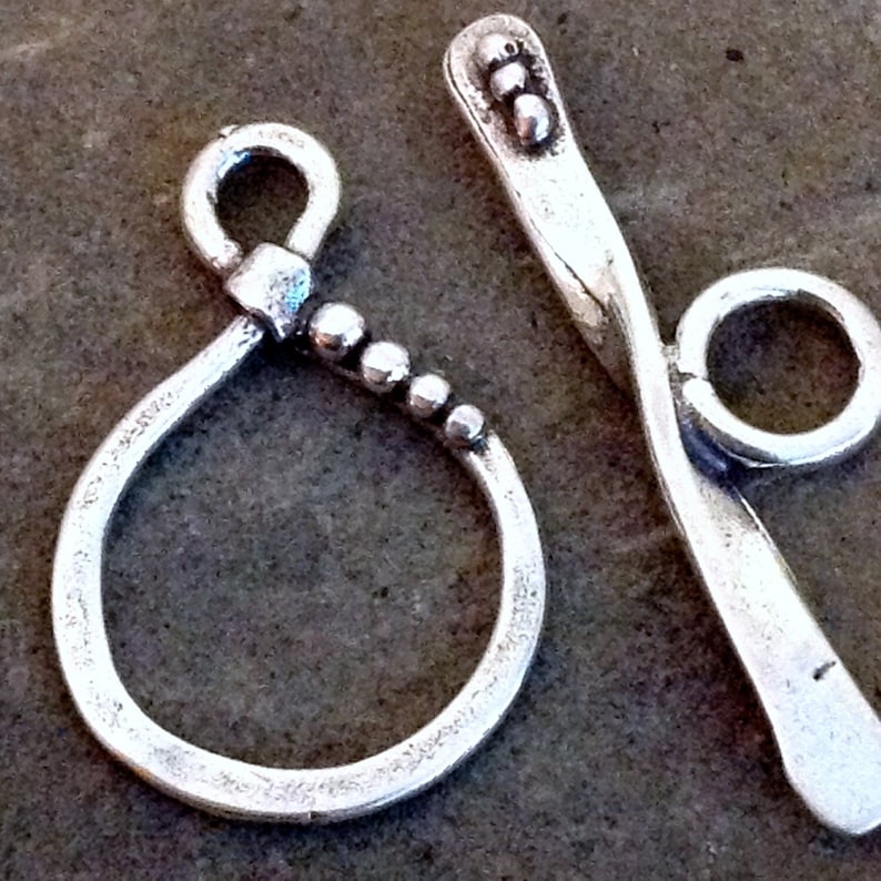 1 or 3 Sterling Silver Toggle Clasp Sets - Dotted Rustic Oxidized Infinity Boho Rustic Jewelry Clasp Closure Clip - OakHill - T24/aa image 1