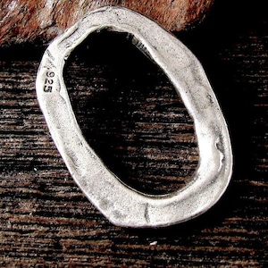 1 Super LARGE Oval Rustic Sterling Silver Connector - 31mm Bracelet Link - Necklace Focal  - Legacy Silver Supplies AC175