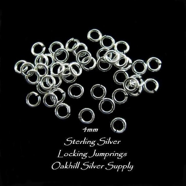 4mm Sterling Silver Jump Rings - Choose your Quantity - Round Open O Rings  - 20 Gauge Connectors or Links - LOCKING Jumping - JR1/a/b/c/d