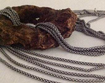 1 Boho 18 "Halskette - OXIDIERTE Sterling Silber Kette - Fertige 18 Zoll - Patina geschwärzte Silber Lässige Halskette Leggins Silber CH116