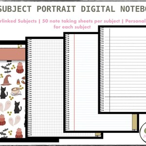 6 Subject Portrait Digital Notebook | Hyperlinked - Goodnotes - iPad