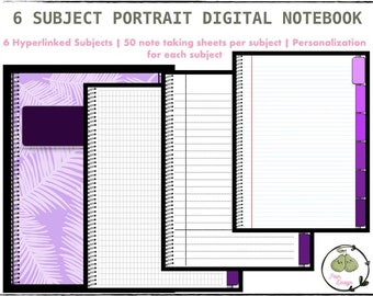 6 Subject Portrait Digital Notebook | Hyperlinked - Goodnotes - iPad - Etsy