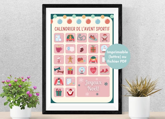 Calendrier De L'Avent Fitness En Acrylique 2D - 24 Jours - Décoration De Noël Pour Salle De Sport Ou Maison