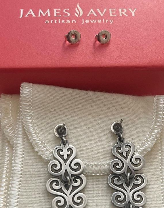 Faves9 Rare Find Retired James Avery Sterling Silver Spanish Scroll Lace Dangle Earrings