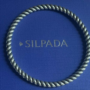 Silpada Artisan Sterling Silver Twisted Rope Bangle Bracelet - 10&quot; Wrist