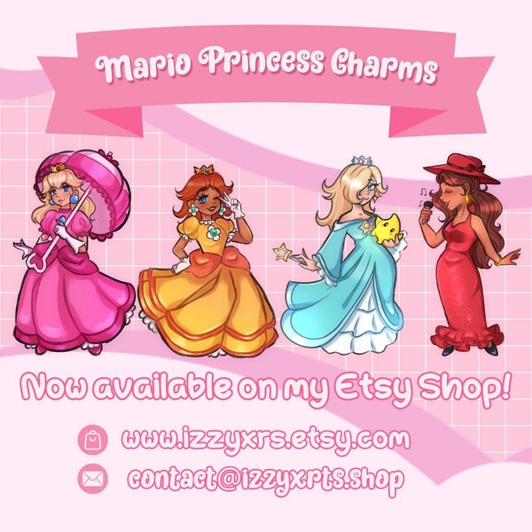 Super Mario Girls Keychains - Peach, Daisy, Rosalina, Pauline Charms