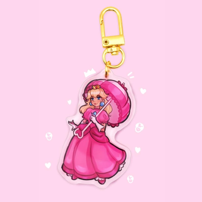 Super Mario Princess Keychains Peach, Daisy, Rosalina, Pauline Charms