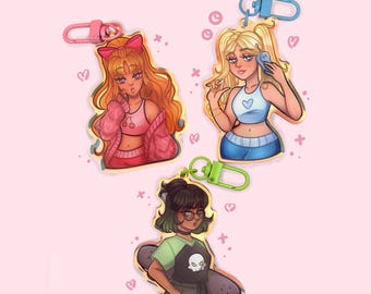 Powerpuff Girls Rainbow Acrylic Keychains