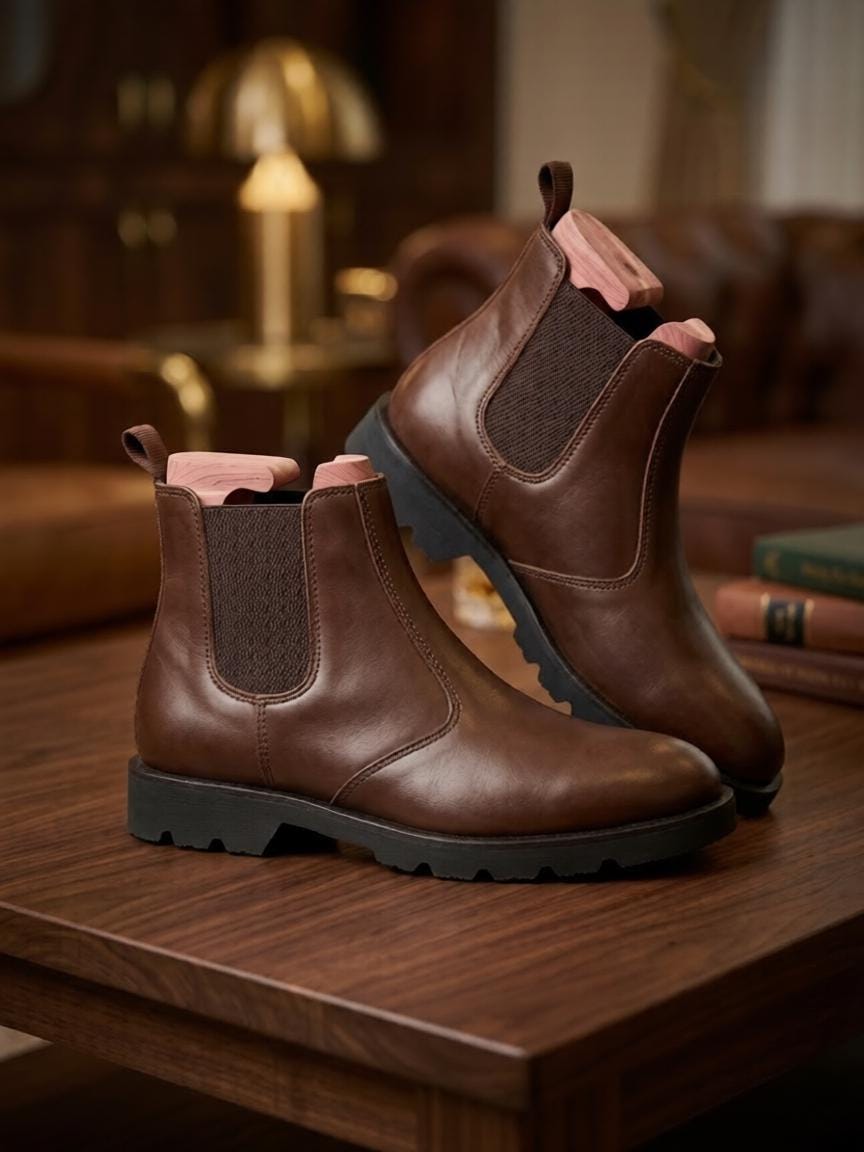 Bottes en daim marron Chelsea soudées Drakes Hancock Goodyear UK 10 EU