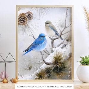 Póster de pájaro azul de montaña, ave del estado de Nevada, para decoración del hogar