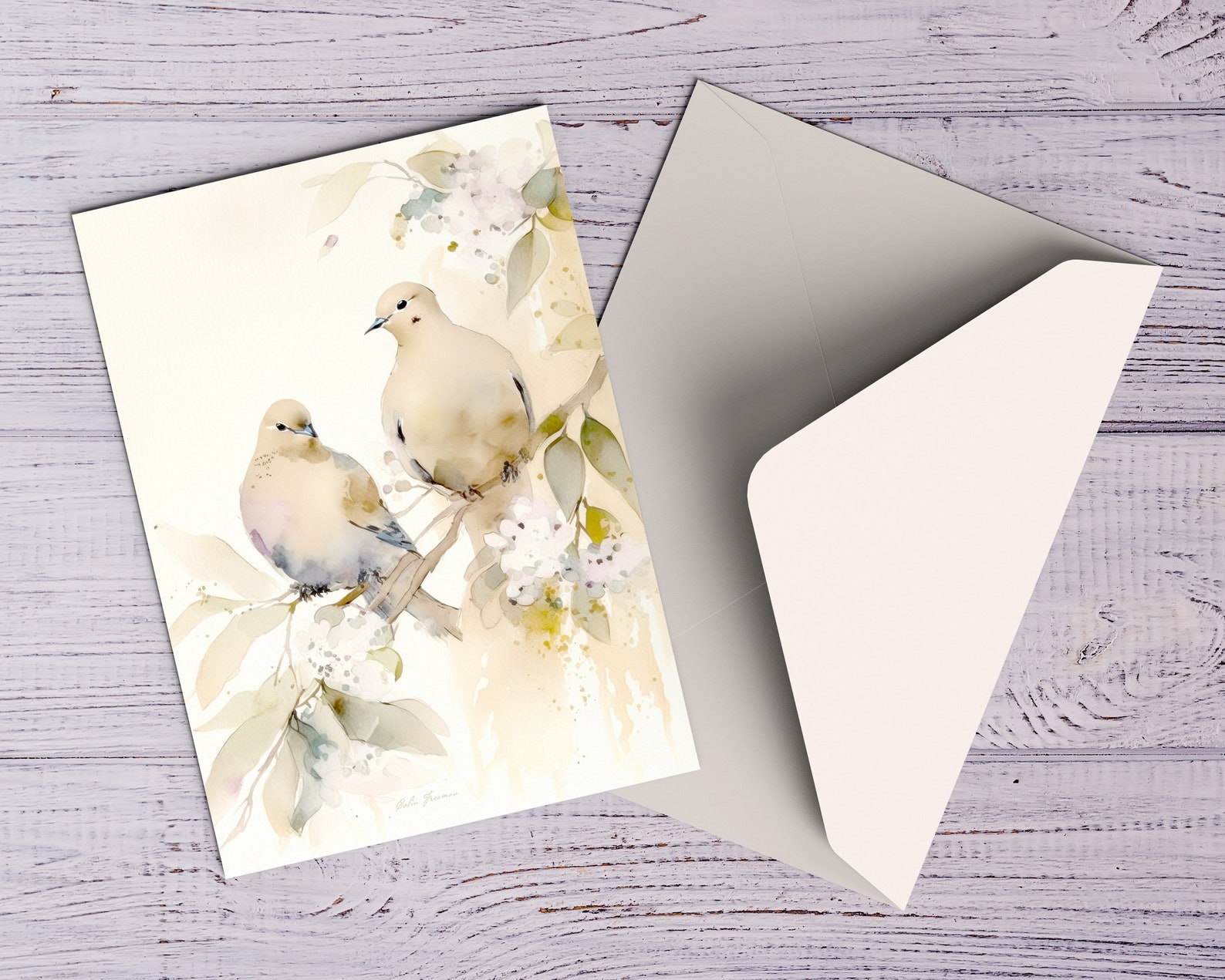 Mourning Doves Printable Wall Art for Living Room Bird Painting ...