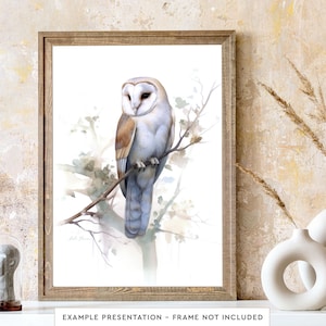 Barn Owl Wall Art for Living Room Bird Watercolor Painting for Bathroom Wall Decor Poster Print