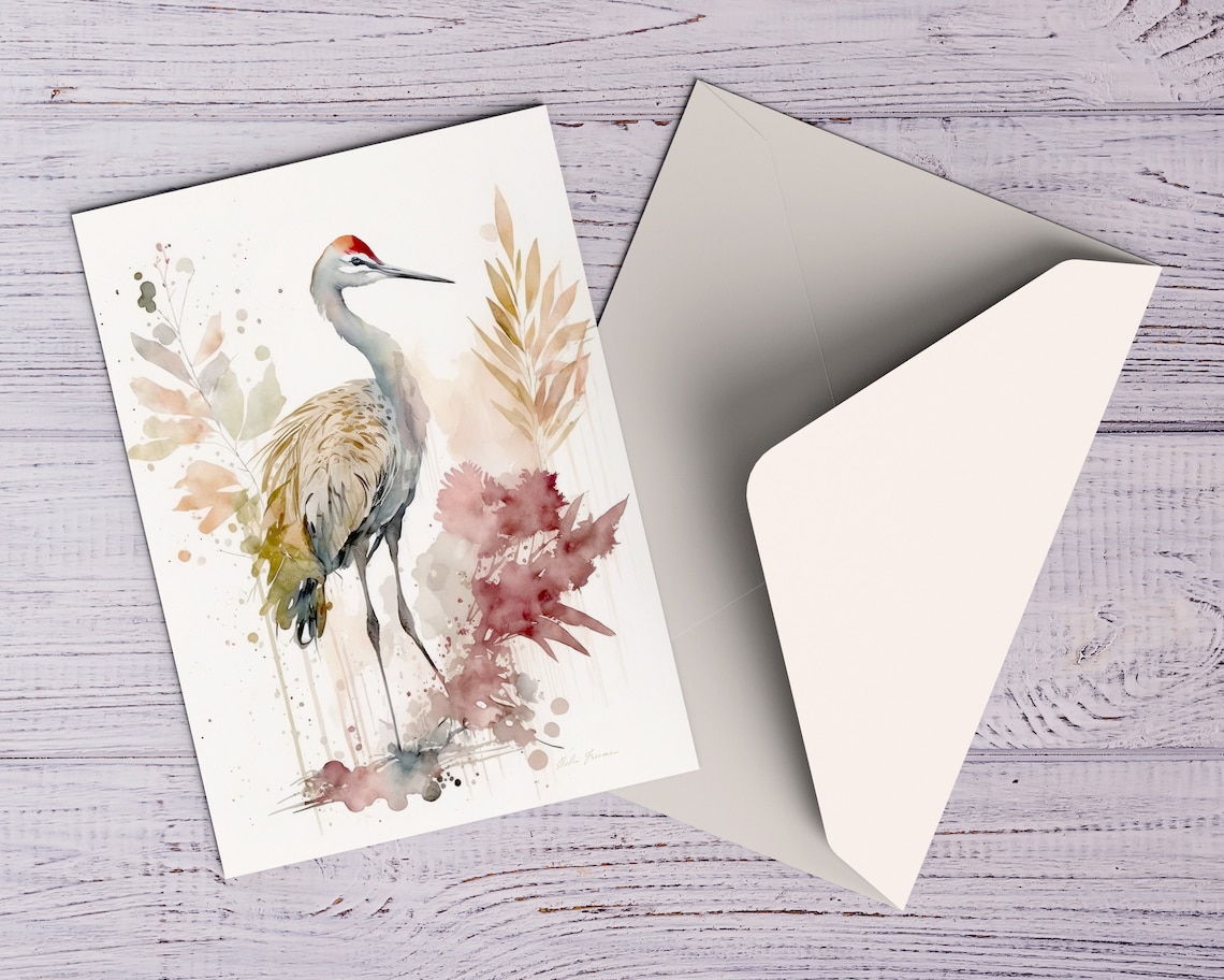 Sandhill Crane Printable Wall Art for Living Room Bird Watercolor ...